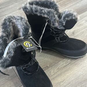Champion Black Boots with Faux Fur